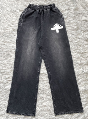Vertabrae sweatpants 洗水立体印花运动男女休闲长裤