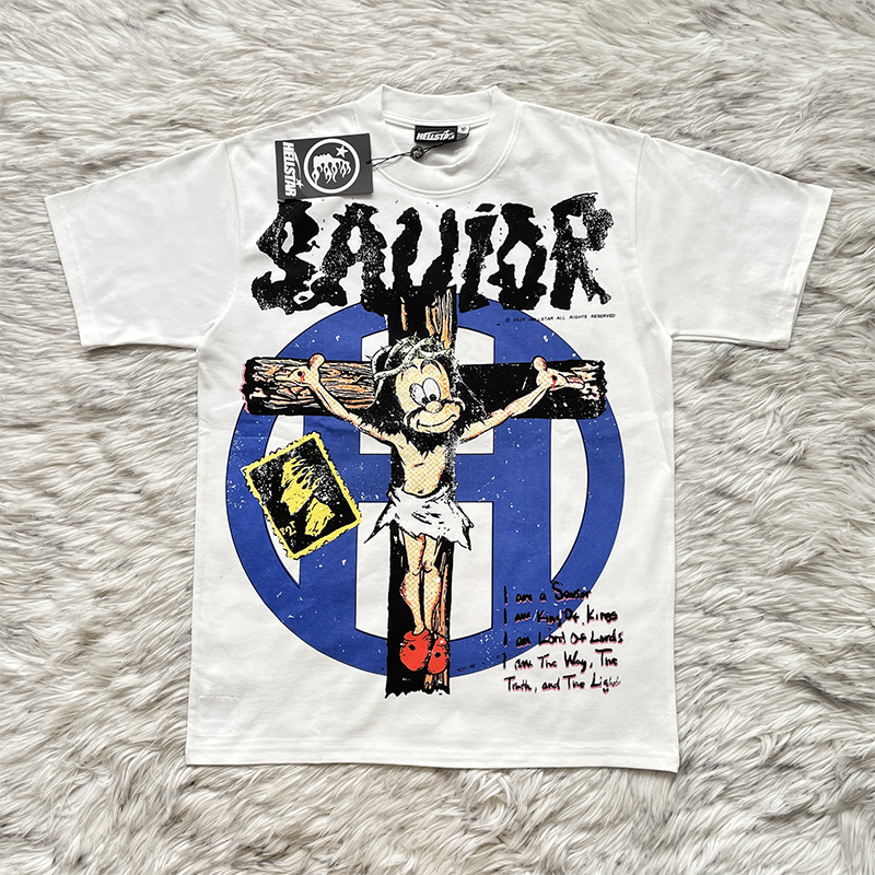Hellstar Studios 创意风格卡通十字架印花纯棉短袖T恤