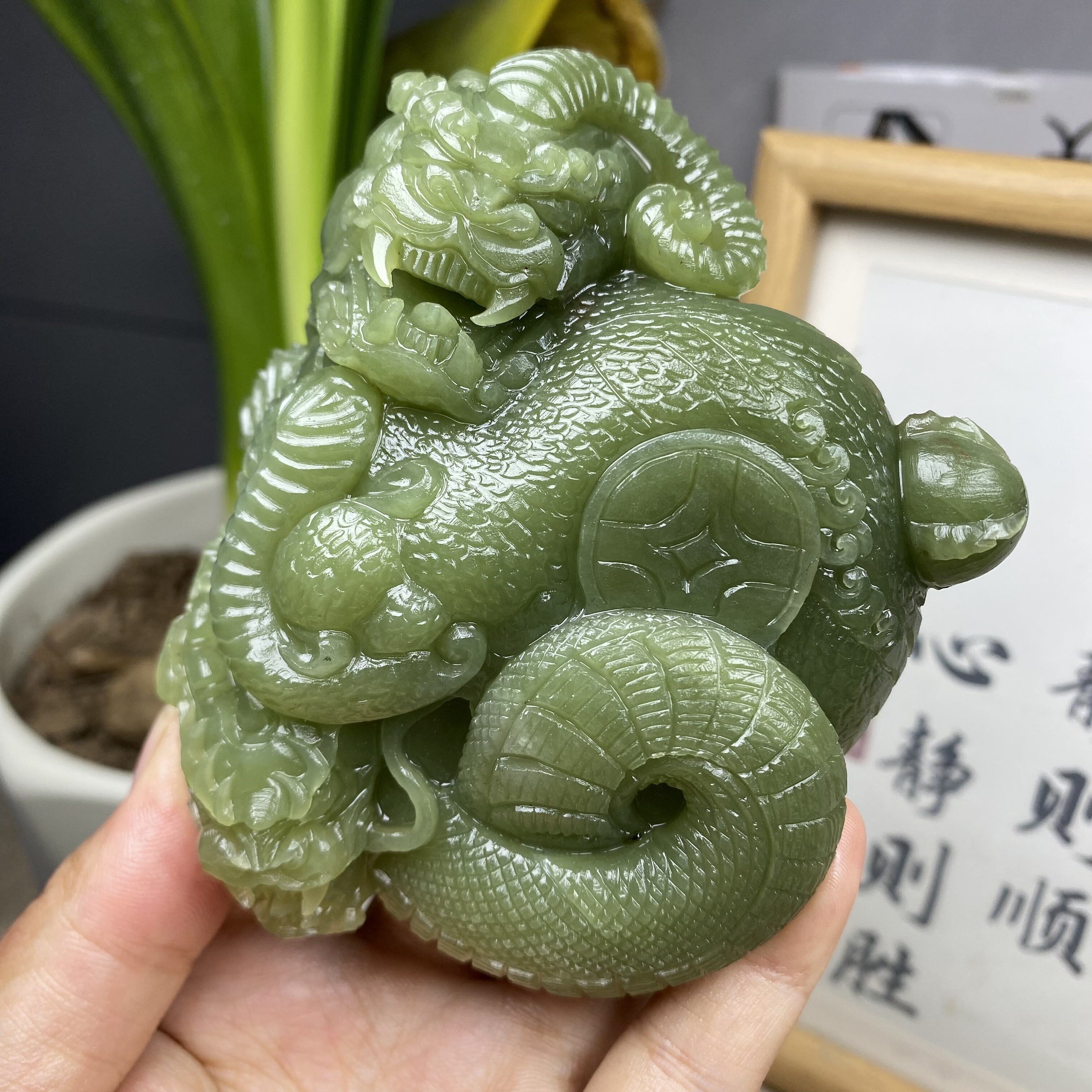 天然和田玉黄玉玉龙手把件玉器貔貅玉手把件证书礼盒