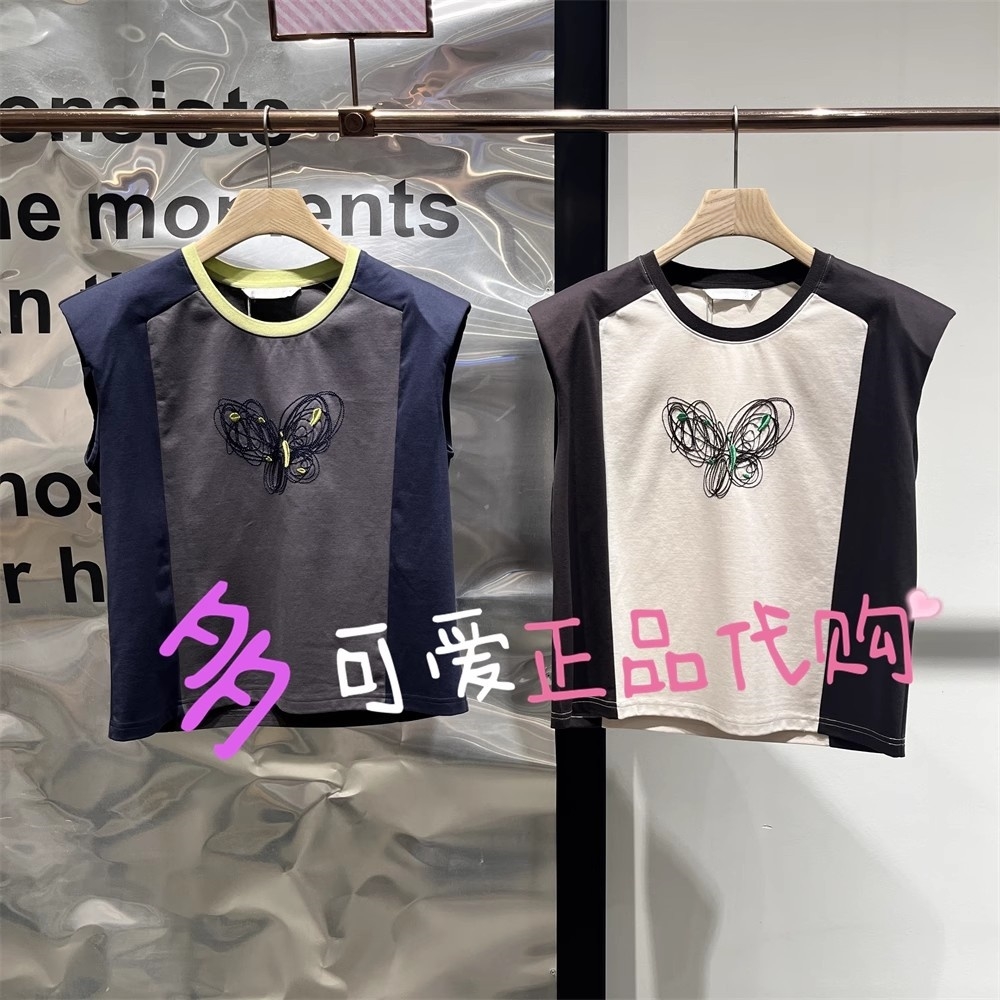 播商场同款T恤2025夏款BDS2YD2529新款印花无袖宽松版T恤仰望星空