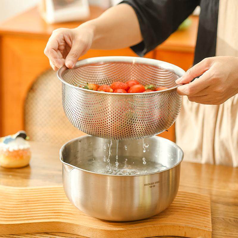 加厚不锈钢洗菜盆家用滤水菜篮子沥水篮套装打蛋盆揉面盆沙拉盆子,餐饮具,洗菜盆/沥水篮/漏水筛,淘宝优惠券,粉丝福利购,淘宝优惠卷