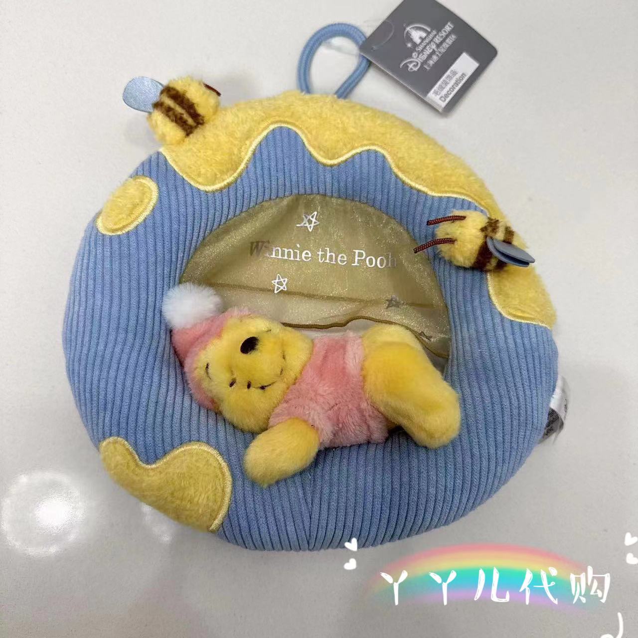 上海迪士尼正品家居系列维尼熊噗噗花环挂饰装饰品礼车载装饰花环