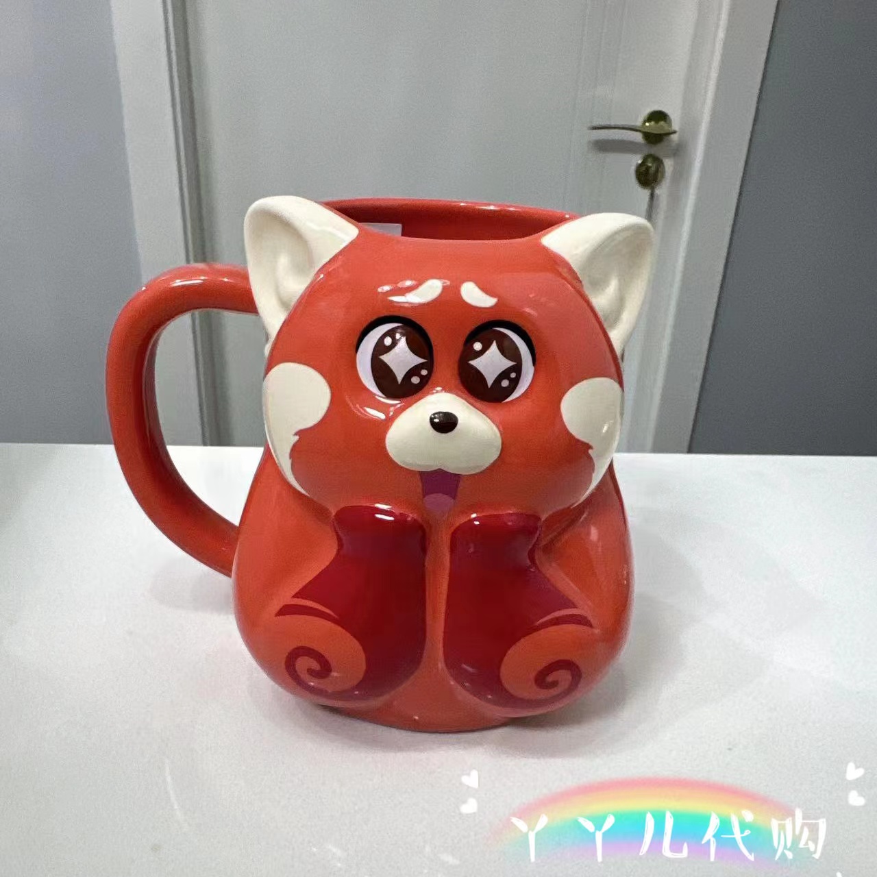 上海迪士尼代购  青春变形记小熊猫美美卡通陶瓷马克杯水杯