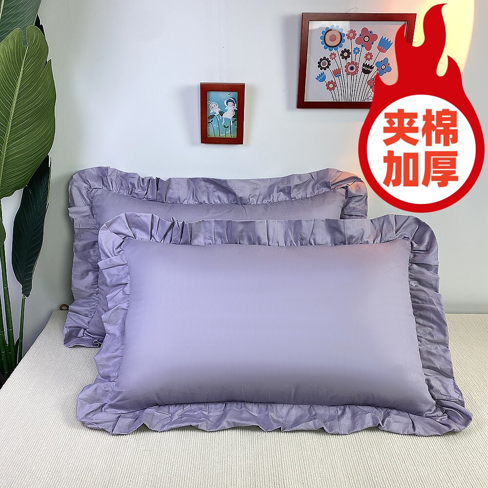一对装纯棉夹棉枕套全棉加厚保暖