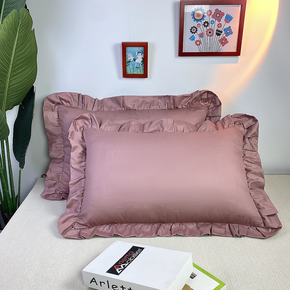 花边枕套100%纯棉一对装家用ins网红枕头套全棉单人儿童枕芯套