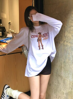 【MIMIHADID】长袖卫衣美式复古西部牛仔中长款宽松