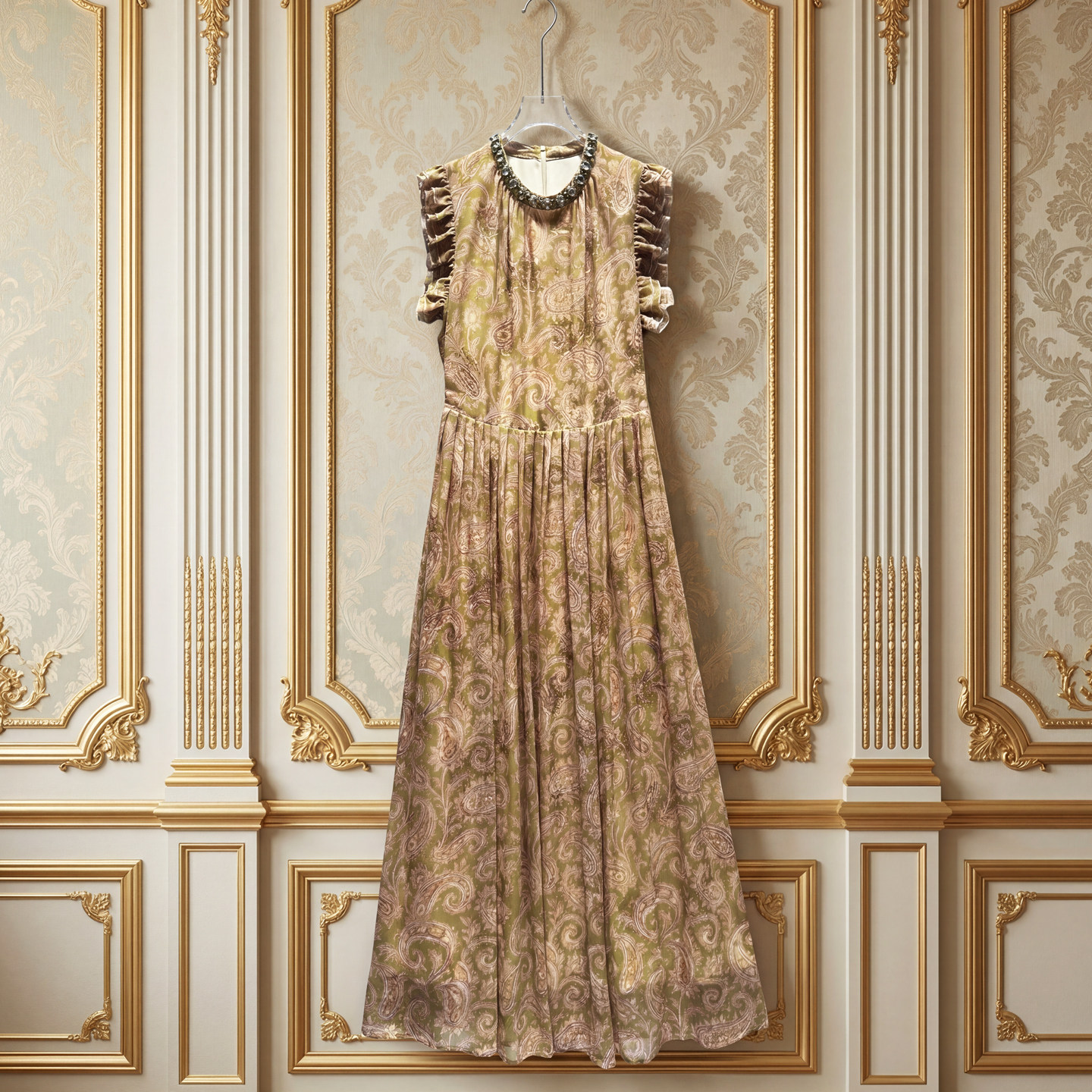 波西米亚性感约会沙滩花色长裙女装度假风礼服无袖大摆印花连衣裙