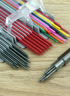 特粗2mm自动笔铅芯 2H/HB/2B/3B/4B/6B红/蓝/黄等2.0*120彩芯黑芯