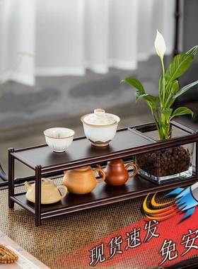 双层壶架茶杯架子茶具收纳架桌面多宝格茶棚竹罐罐茶复古小置物架