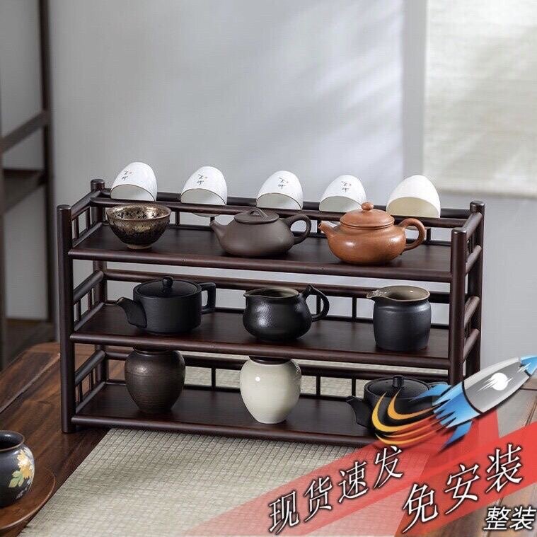杯子收纳架置物架茶桌茶杯沥水茶货架竹制晾杯架子茶叶茶具展示架