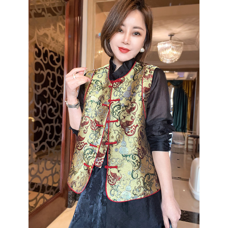 岑晨桑蚕丝新中式马夹精致时尚百搭女装坎肩