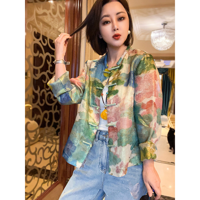 岑晨【彩纱】桑蚕丝新中式立领外套精致时尚女装上衣2026新款