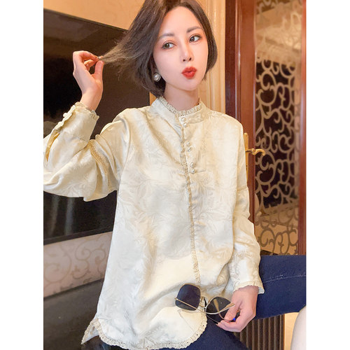 【法式浪漫】新中式中国风立领长袖衬衫上衣秋季新款女