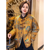 雨露麻羊毛内胆填充棉服新中式 新国风外套 女2025年冬装 设计款 时尚