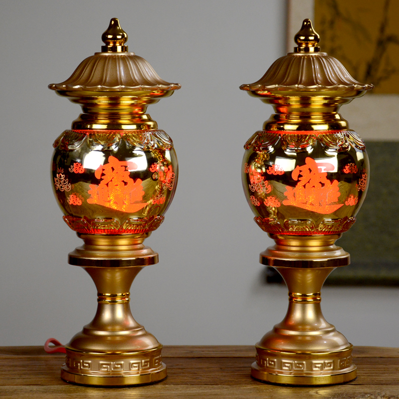 供佛莲花灯家用LED财神爷插电