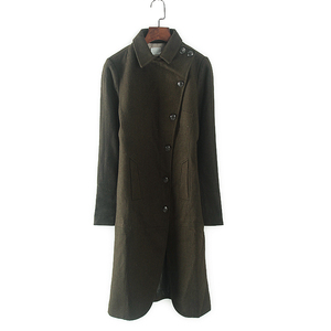 〖天〗秋冬新款女装偏门襟长款过膝开叉修身显瘦毛呢大衣6T023