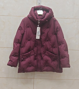 红色冬季老年款妈妈 装外婆 奶奶款羽绒服连帽鸭绒盘扣复古金典