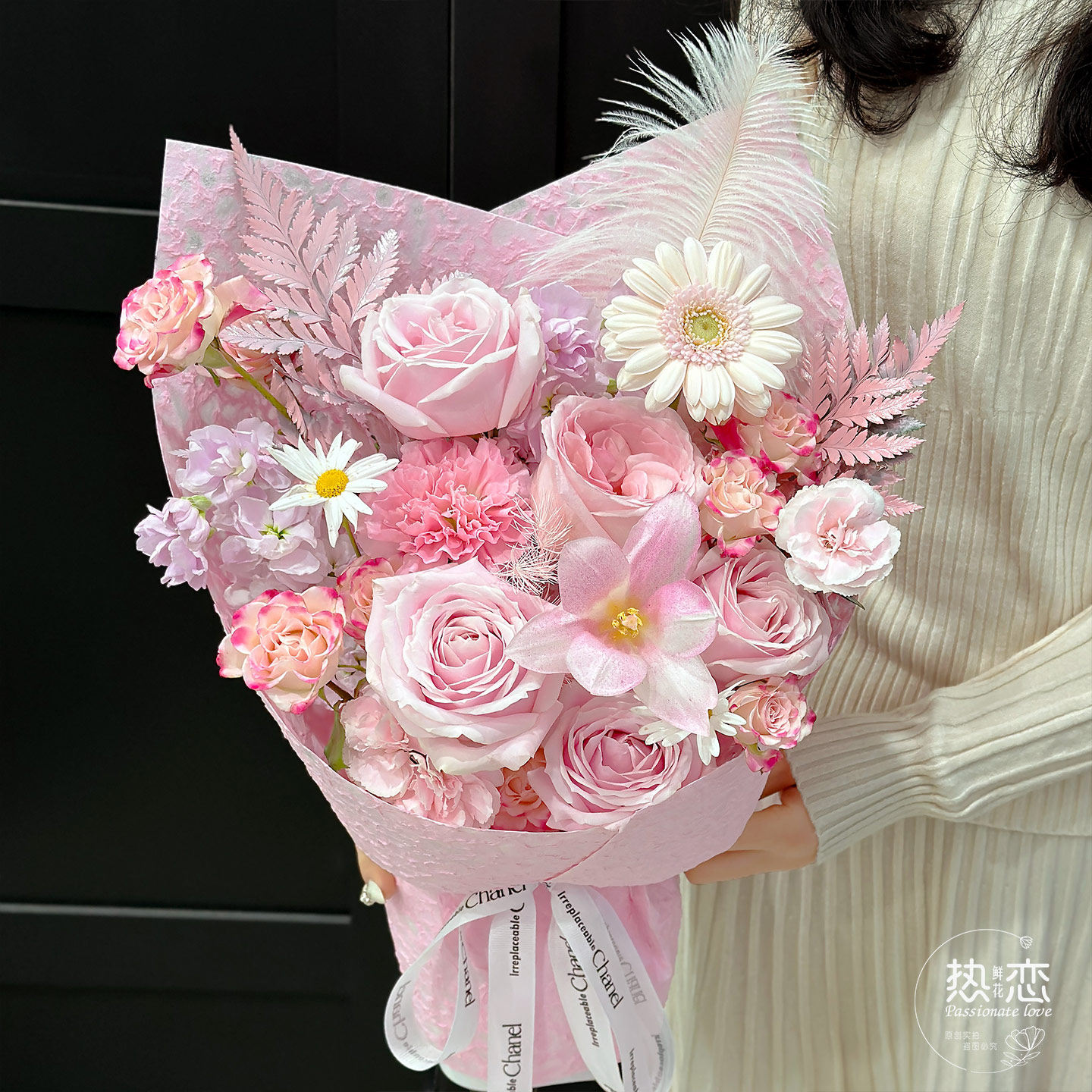 高级感粉玫瑰花束鲜花同城速递送女友闺蜜告白生日礼物北京杭州店