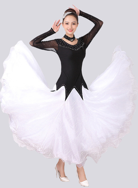 新款摩登裙  华尔兹大摆连衣裙演出服 国标交谊练习舞蹈裙比赛裙