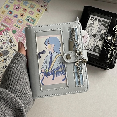 蓝色m5痛窗活页手帐本手工皮质