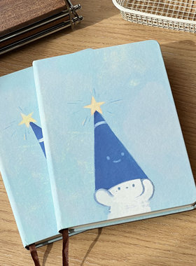 原创蓝色梦境小猫硬壳笔记本A5横线高颜值小学生简约加厚摘抄记事