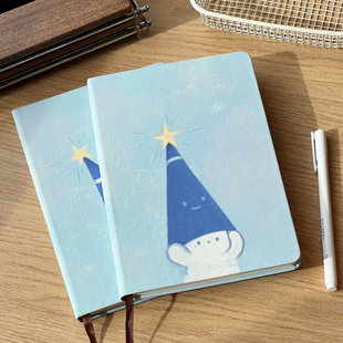 原创蓝色梦境小猫硬壳笔记本A5横线高颜值小学生简约加厚摘抄记事