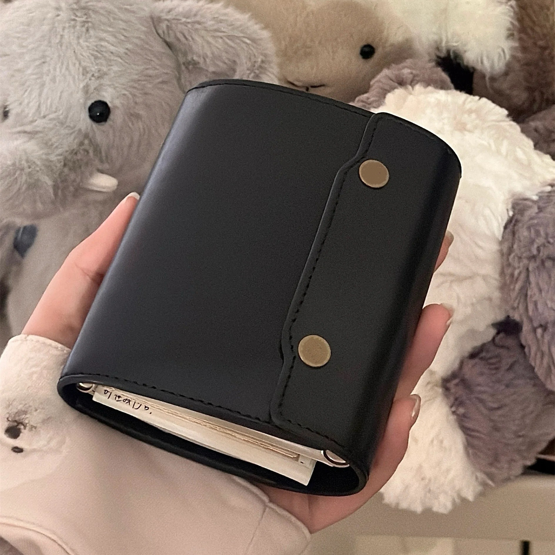 小红书同款黑色m5三折活页手帐本