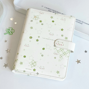 原创格纹星星小猫A5皮质活页卡册四宫格高颜值拍立得小卡收纳册