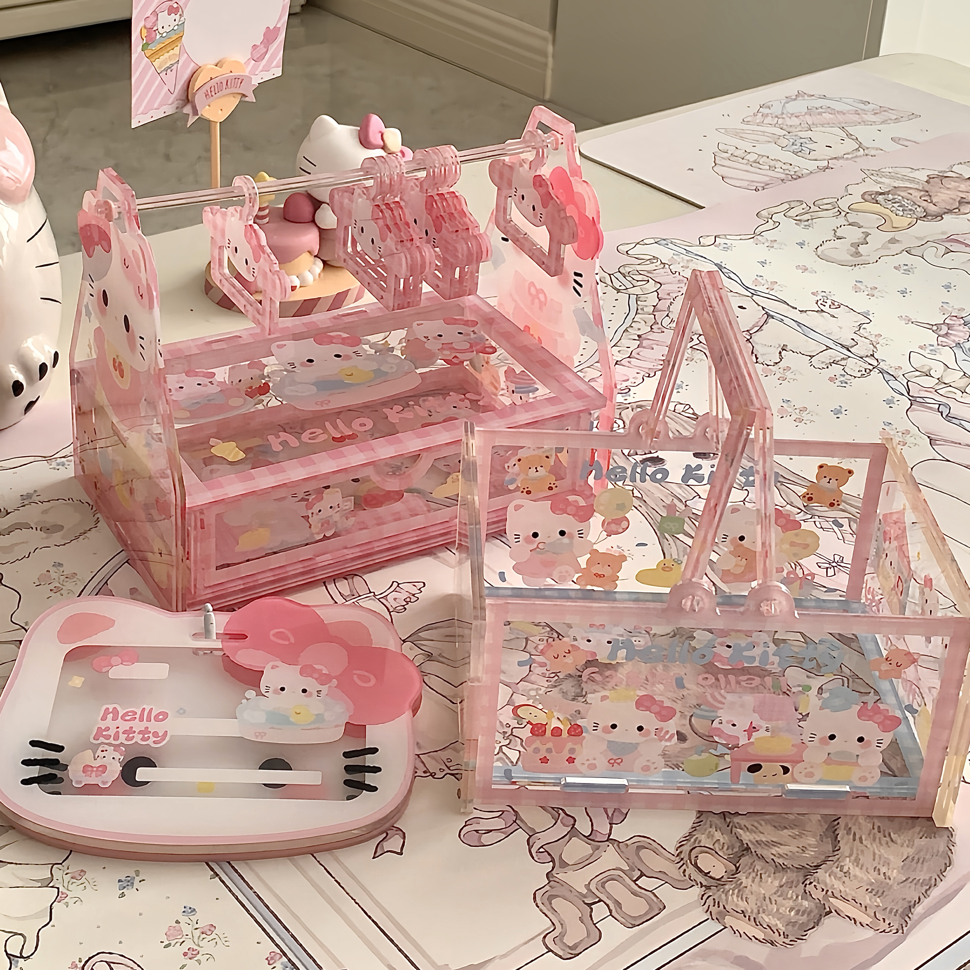 可爱hellokitty亚克力收纳盒kt猫