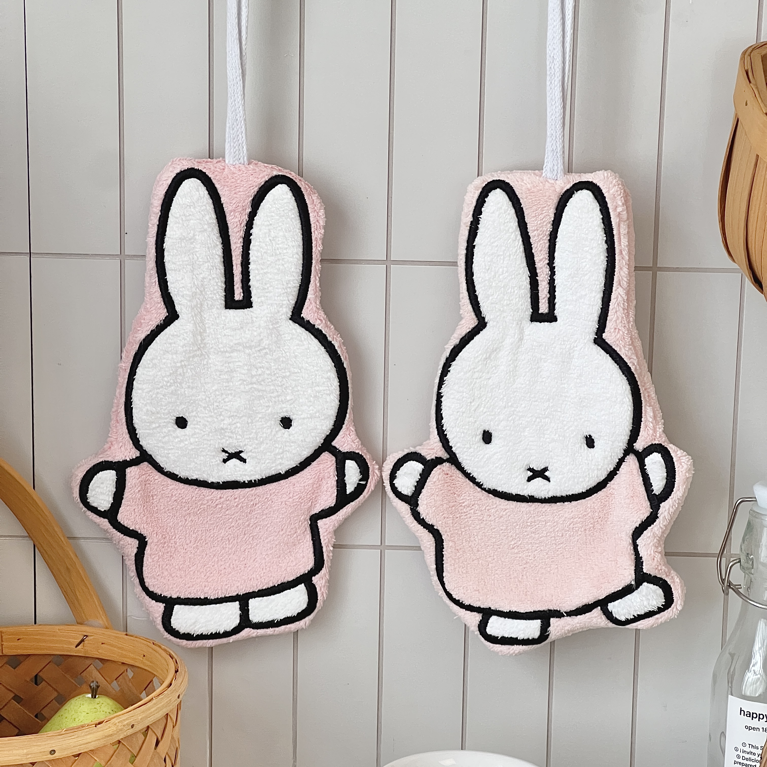 可爱治愈系米菲兔擦手巾加厚吸水卫生间浴室挂式小毛巾卡通手帕