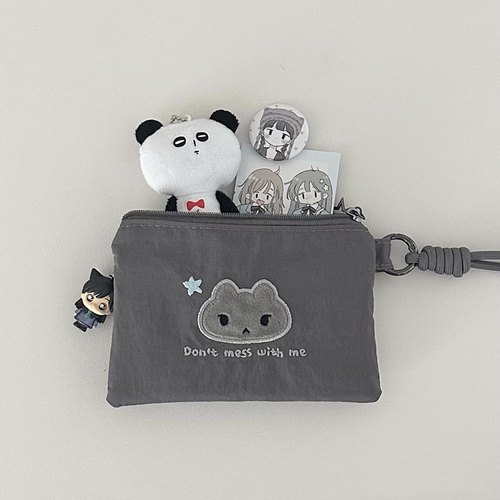 小红书同款小灰猫挂脖卡包透明娃