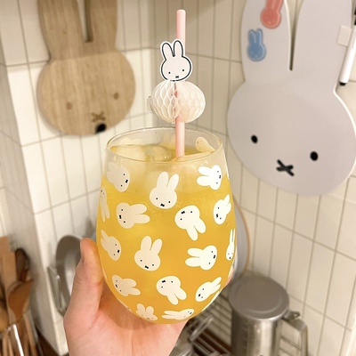 可爱miffy米菲兔透明玻璃杯咖啡
