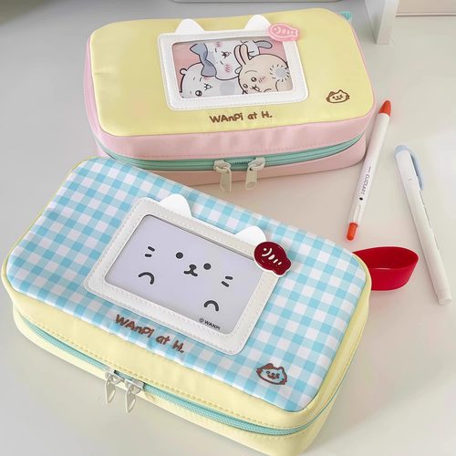 可爱多巴胺撞色小猫开窗笔袋学生