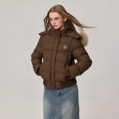 SRIKERLAB特氟龙三防90白鸭绒毛领连帽短款 羽绒服保暖外套上衣