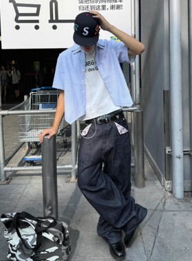 August rain二代红边赤耳原牛14盎司窄幅A字版型直筒碎花牛仔裤