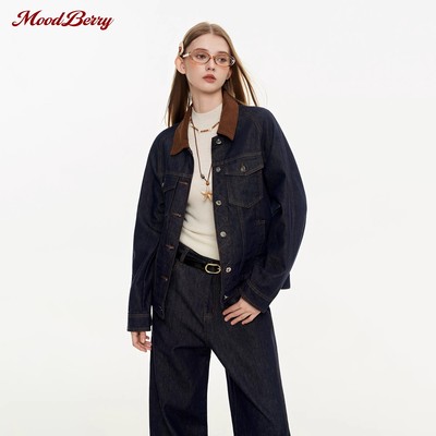 moodberry美式复古牛仔夹克外套