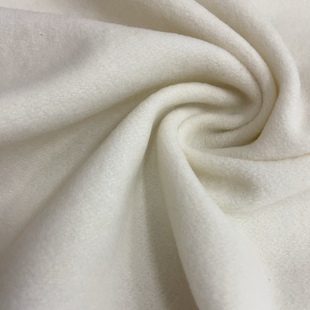 进口本白色针织羊毛呢面料秋冬奶白弹力磨毛女裤女裙外套服装布料