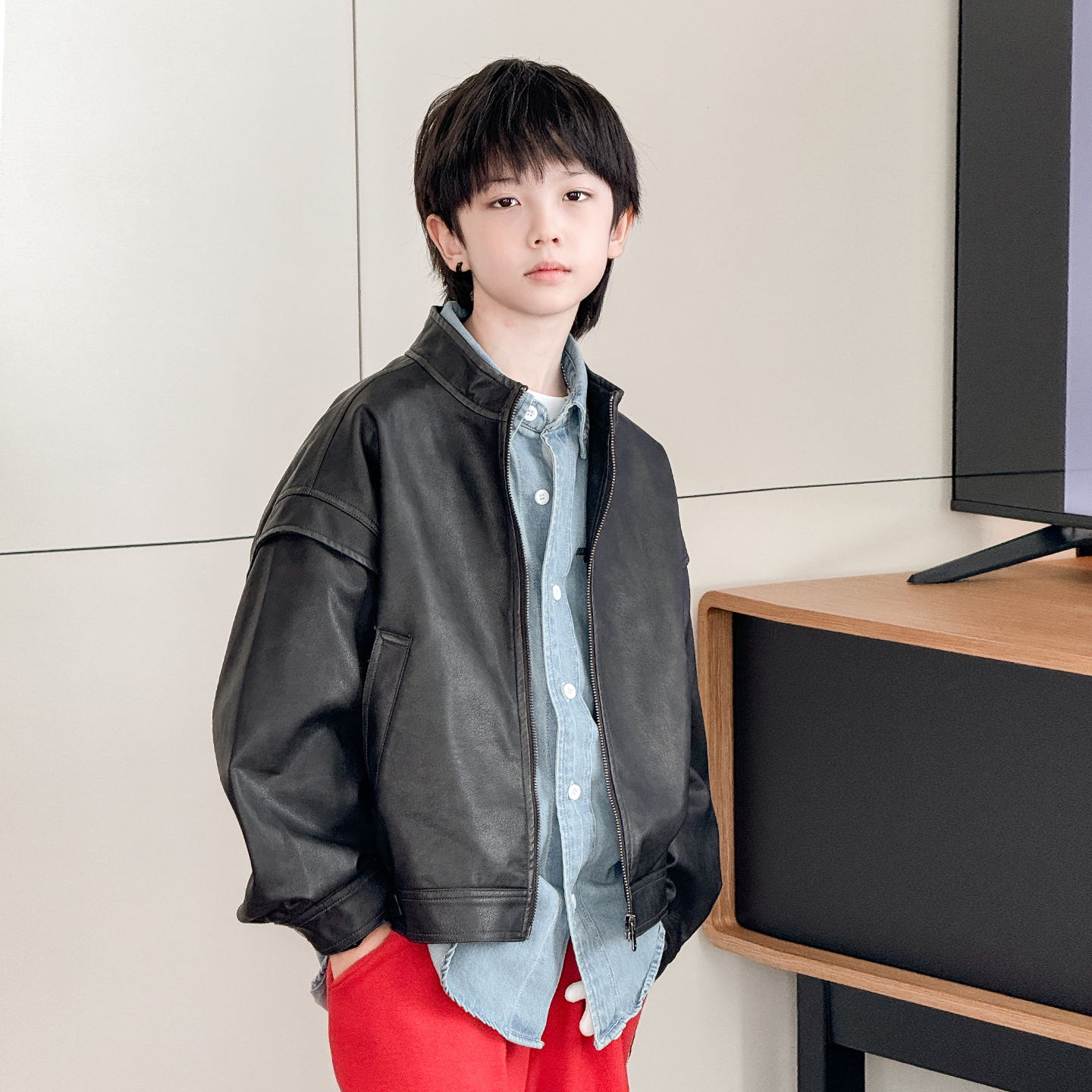 男童皮衣外套2025秋季新款中大童韩版潮款机车服上衣儿童短夹克