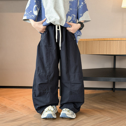 男童春夏新款宽松弯刀工装长裤