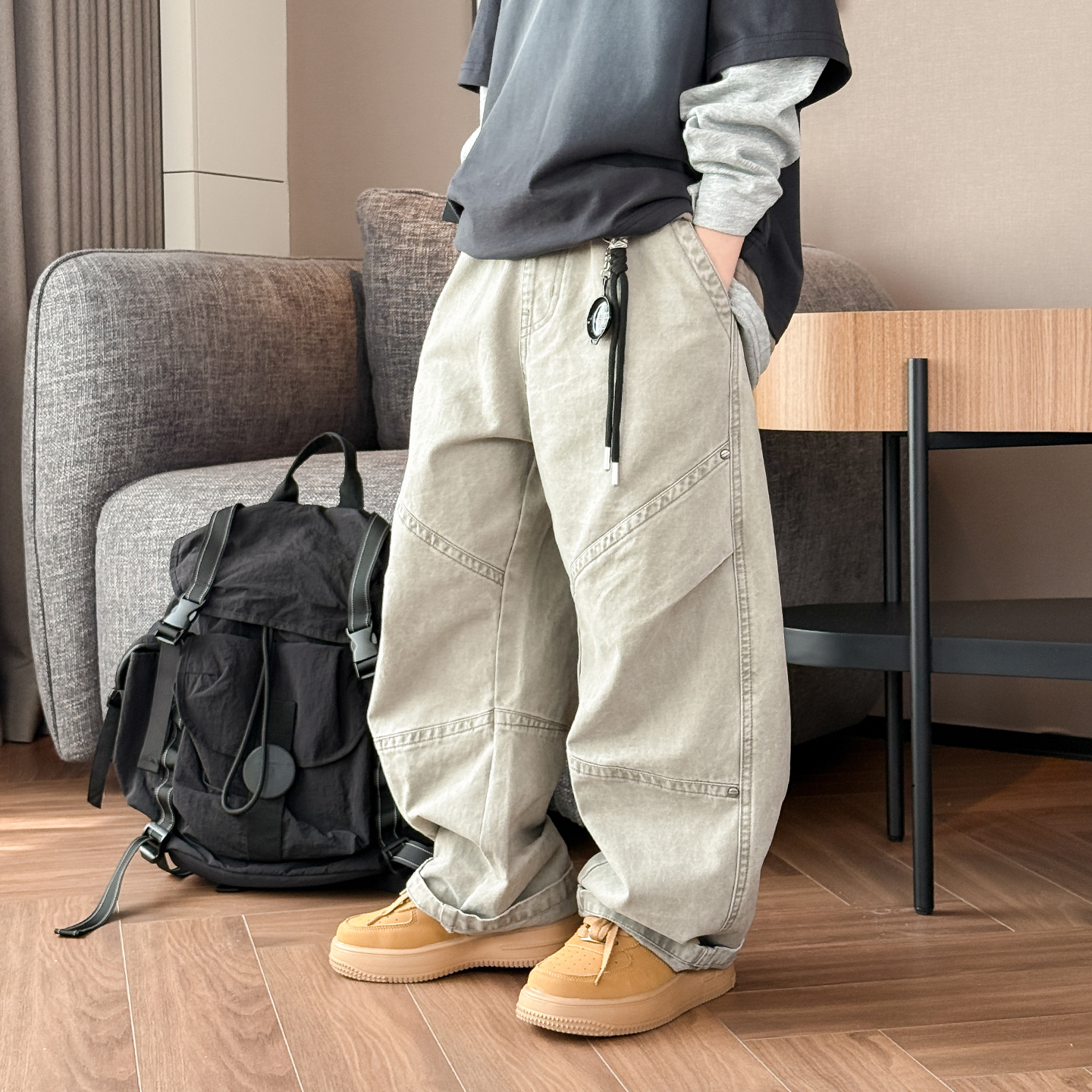 男童裤子秋装2025新款宽松儿童长裤帅气港风老爹裤中大童休闲裤