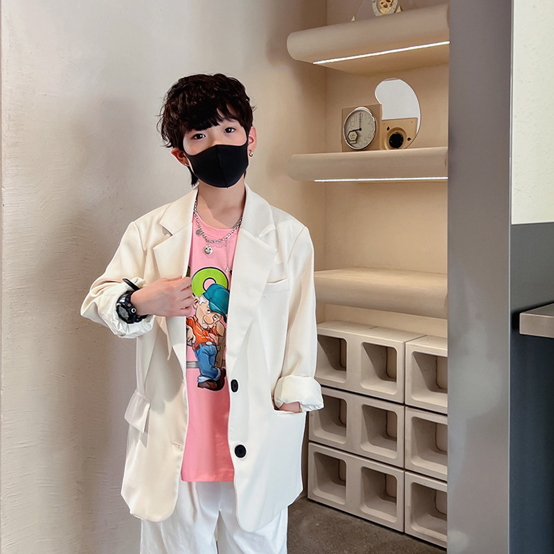 男童西装外套春夏装新款男孩洋气上衣亲子中大童韩版街舞西服