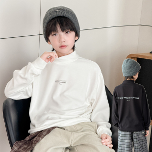 上衣儿童双面德绒打底衫 男童长袖 潮款 中大童韩版 T恤2025秋冬新款