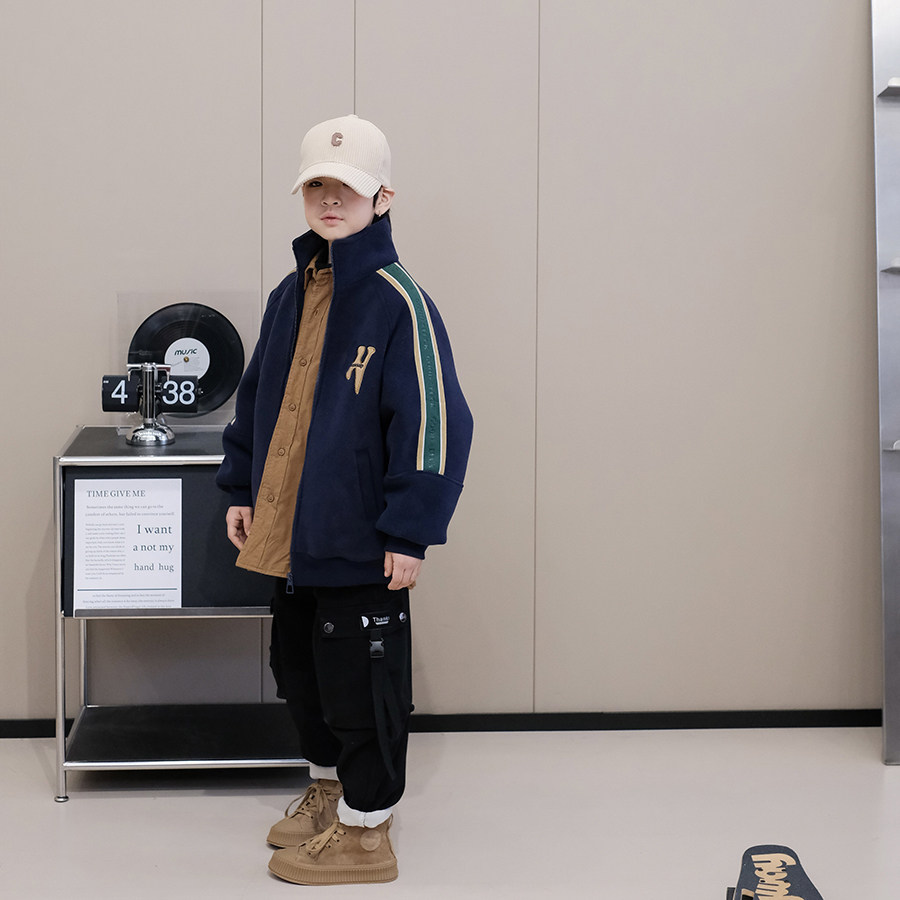 男童摇粒绒外套冬装新款中大童韩版上衣加厚双面绒儿童夹克潮