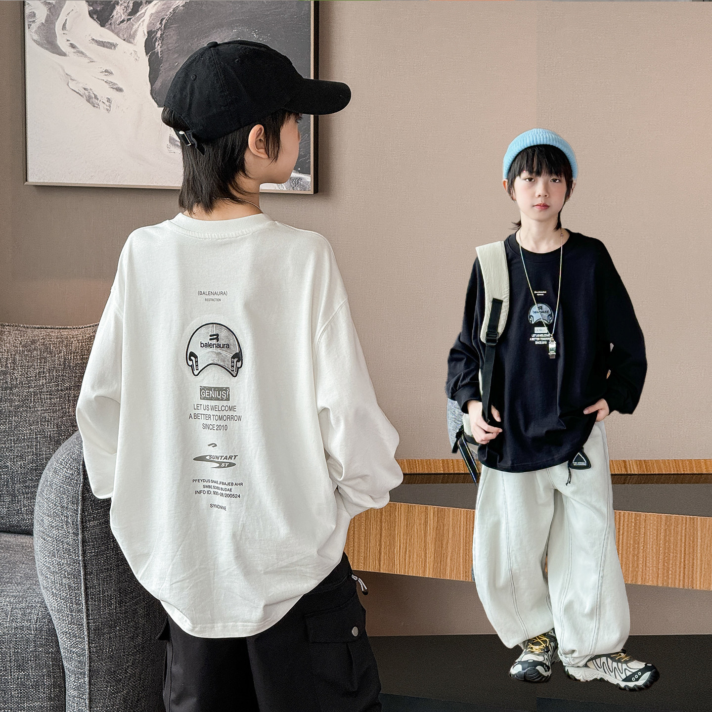 男童长袖T恤2026春夏装新款中大童纯棉上衣韩版打底衫儿童体恤潮