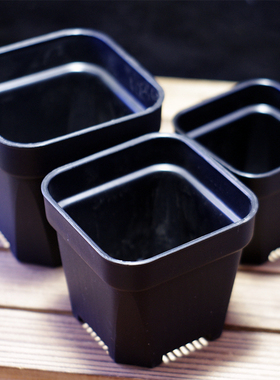 塑料多肉花盆黑白色加厚型磨砂盆黑方盆 厚方盆万象盆 景天仙人球