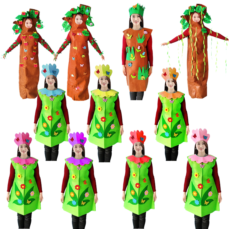 新款大树苹果树柳树枫树花草植物演出服服装六一儿童节造型服-封面
