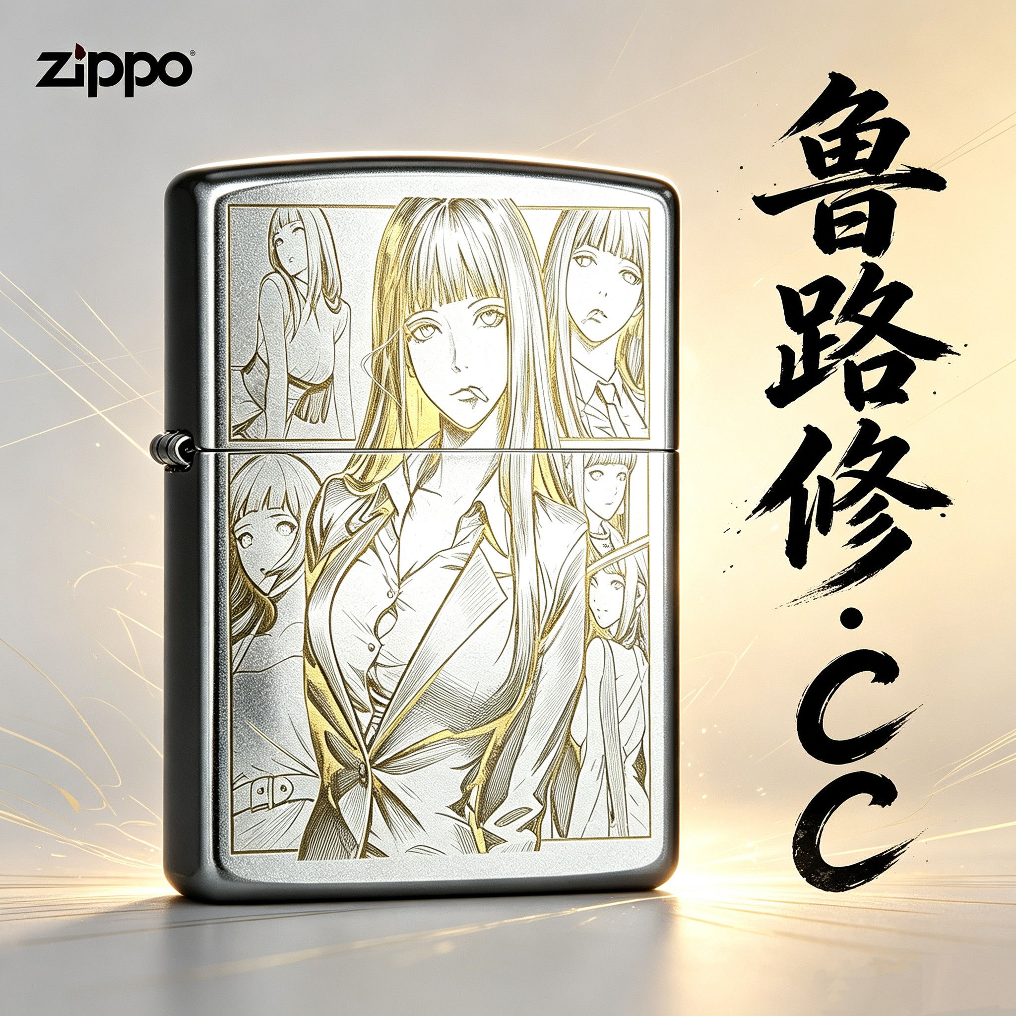 zippo 正品防风火机鲁路修 CC 动漫人物送男生礼物七夕情人节礼物