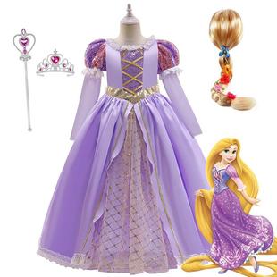 女童魔法满屋长发公主裙长袖 万圣节表演礼服 儿童cosplay乐佩服装