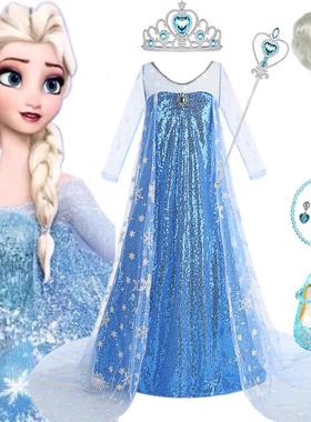 艾莎公主裙女童夏季万圣节爱莎连衣裙子冰雪奇缘衣服elsa艾沙礼服