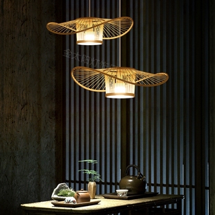 中式吊灯竹编手工竹艺灯饭店餐厅包厢民宿卧室灯茶室禅意日式灯笼